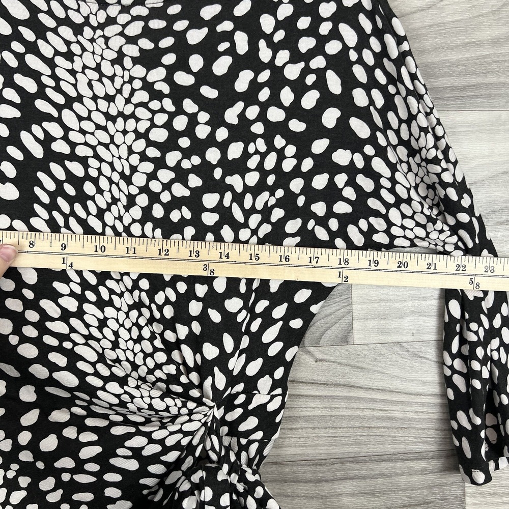 Ann Taylor Womens Black White Dotted Terry Dress with Tie on Side Medium - Picture 6 of 10